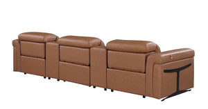 126 Inch Italian Leather Power Reclining Sofa with Usb Charging and Hidden Storage