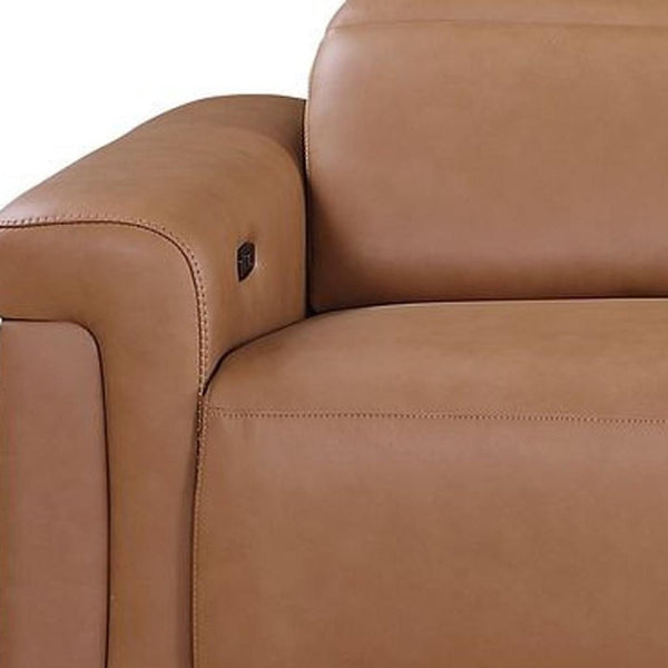 126 Inch Italian Leather Power Reclining Sofa with Usb Charging and Hidden Storage