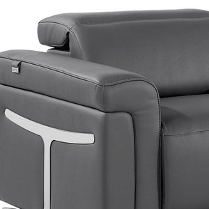 126 Inch Italian Leather Reclining Sofa with Usb Wireless Charging and Hidden Storage Console