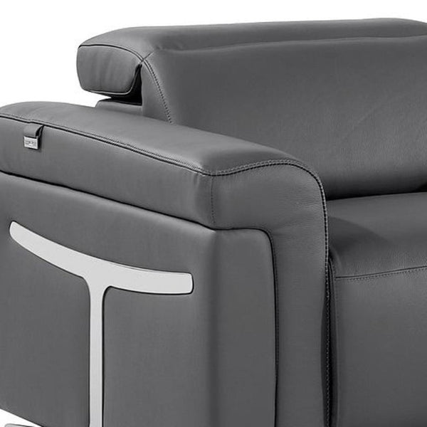 126 Inch Italian Leather Reclining Sofa with Usb Wireless Charging and Hidden Storage Console