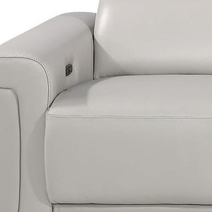 126 Inch Italian Leather Reclining Sofa with Usb Wireless Charging and Hidden Storage Console