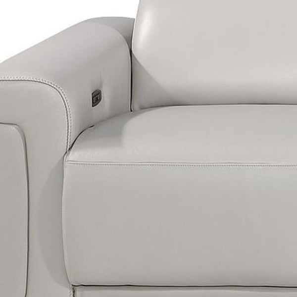 126 Inch Italian Leather Reclining Sofa with Usb Wireless Charging and Hidden Storage Console