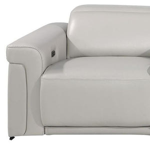 126 Inch Italian Leather Reclining Sofa with Usb Wireless Charging and Hidden Storage Console