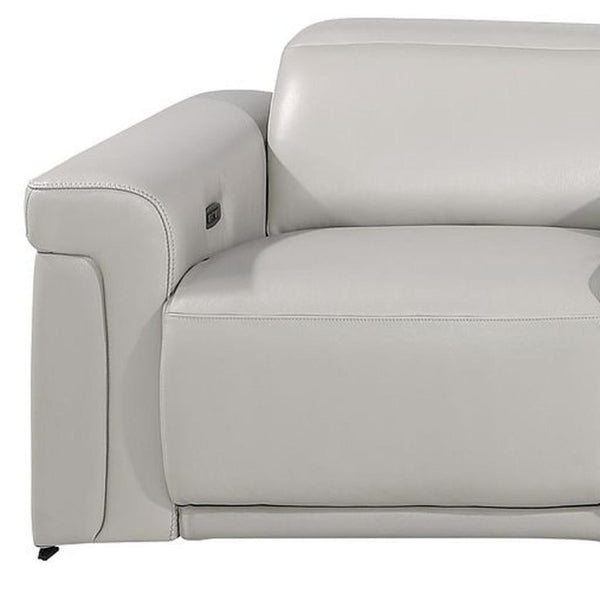 126 Inch Italian Leather Reclining Sofa with Usb Wireless Charging and Hidden Storage Console