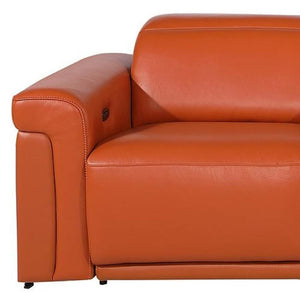 126in Italian Leather Power Reclining Sofa with Usb Ports and Hidden Storage