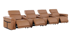166 Italian Leather Power Reclining Sofa with Usb Wireless Charging and Hidden Storage