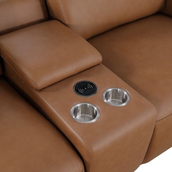 166 Italian Leather Power Reclining Sofa with Usb Wireless Charging and Hidden Storage