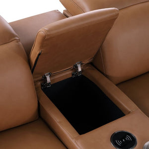 166 Italian Leather Power Reclining Sofa with Usb Wireless Charging and Hidden Storage