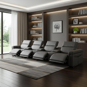 166 Inch Italian Leather Power Reclining Sofa with Usb Charging and Built-in Hidden Storage