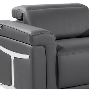 166 Inch Italian Leather Power Reclining Sofa with Usb Charging and Built-in Hidden Storage