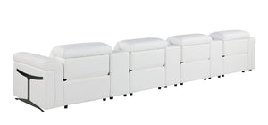 166 Inch Italian Leather Power Reclining Sofa with Usb Charging and Built-in Hidden Storage
