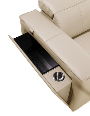 130 Inch Italian Leather Power Reclining Sofa with Usb Charging and Built-in Hidden Storage