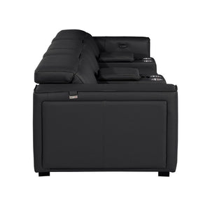 130 Inch Italian Leather Power Reclining Sofa with Usb Charging and Built-in Hidden Storage