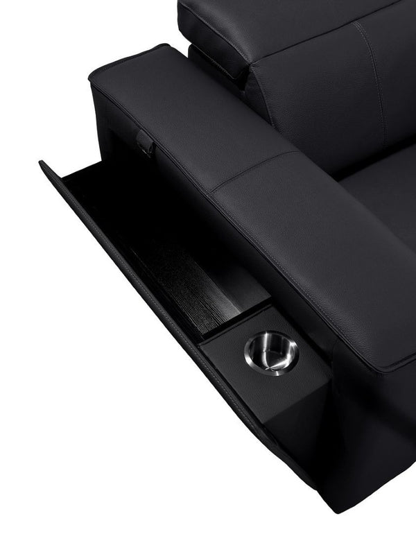 130 Inch Italian Leather Power Reclining Sofa with Usb Charging and Built-in Hidden Storage