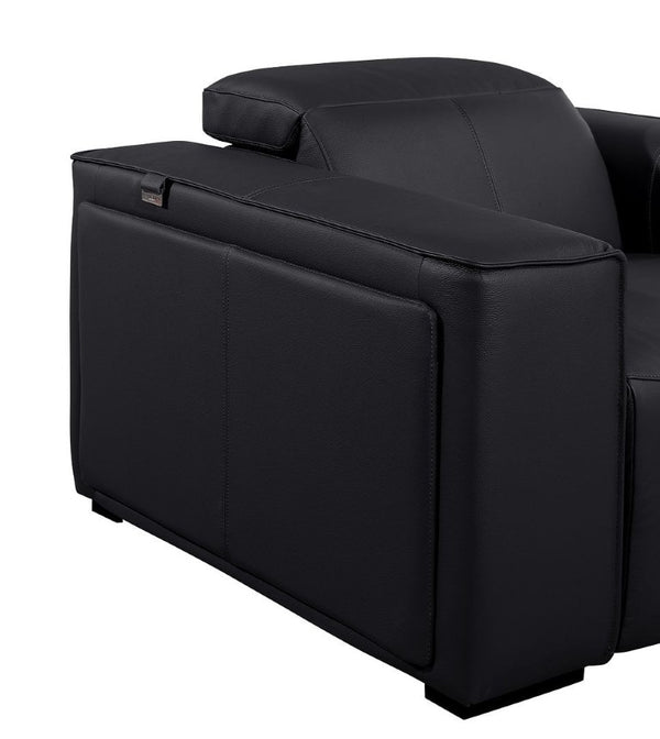 130 Inch Italian Leather Power Reclining Sofa with Usb Charging and Built-in Hidden Storage