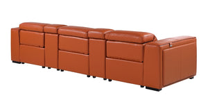 130 Inch Italian Leather Power Reclining Sofa with Usb Charging and Hidden Storage