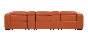 130 Inch Italian Leather Power Reclining Sofa with Usb Charging and Hidden Storage