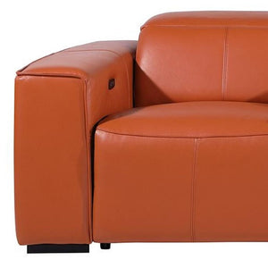 130 Inch Italian Leather Power Reclining Sofa with Usb Charging and Hidden Storage