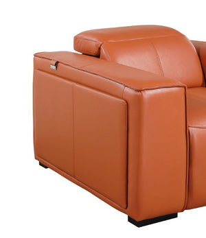 130 Inch Italian Leather Power Reclining Sofa with Usb Charging and Hidden Storage