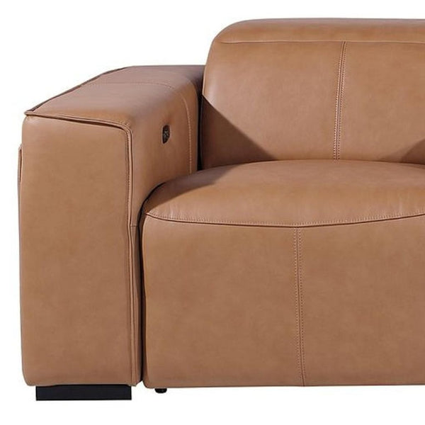 130 Inch Italian Leather Power Reclining Sofa with Usb Wireless Charging Storage