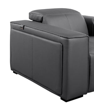 130 Inch Italian Leather Power Reclining Sofa with Usb Charging and Built-in Hidden Storage