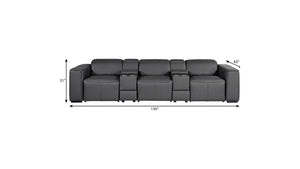 130 Inch Italian Leather Power Reclining Sofa with Usb Charging and Built-in Hidden Storage