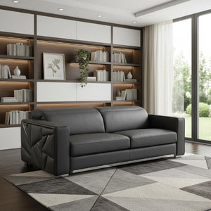 89 Inch Italian Leather Sofa Modern Elegant Living Room Seating with Rich Upholstered Finish
