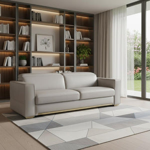 89 Inch Italian Leather Sofa Modern Elegant Living Room Seating with Rich Upholstered Finish
