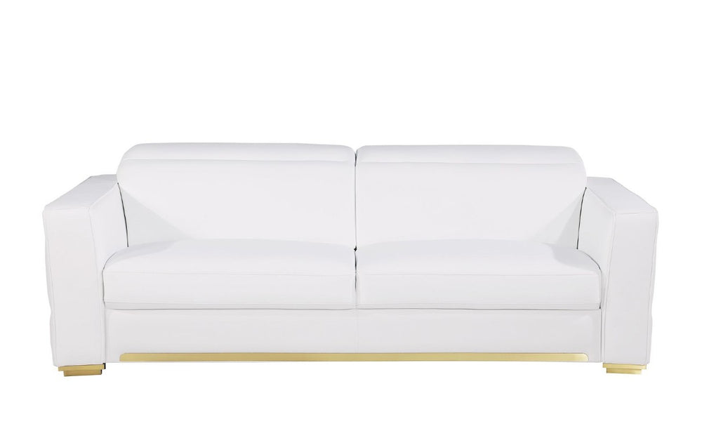 HomeRoots 89 Inch Italian Leather Sofa with Hidden Storage for Modern Living Rooms 720404