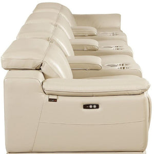 175 Inch Italian Leather Reclining Sofa with Usb Charging Hidden Storage and Wireless