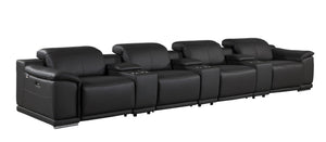 175 Inch Italian Leather Reclining Sofa with Usb Charging Hidden Storage and Wireless