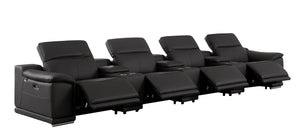 175 Inch Italian Leather Reclining Sofa with Usb Charging Hidden Storage and Wireless