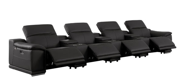 175 Inch Italian Leather Reclining Sofa with Usb Charging Hidden Storage and Wireless