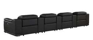 175 Inch Italian Leather Reclining Sofa with Usb Charging Hidden Storage and Wireless