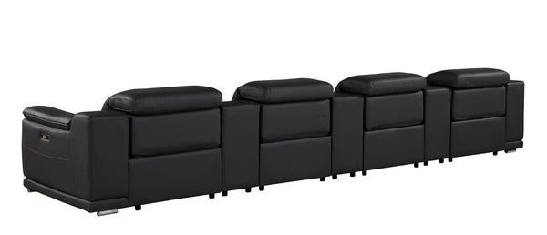 175 Inch Italian Leather Reclining Sofa with Usb Charging Hidden Storage and Wireless