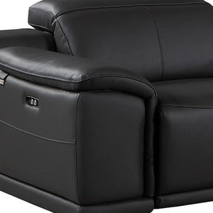 175 Inch Italian Leather Reclining Sofa with Usb Charging Hidden Storage and Wireless
