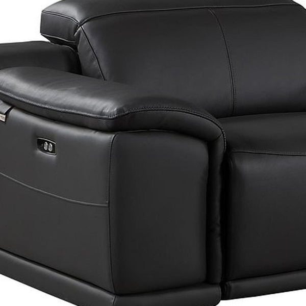175 Inch Italian Leather Reclining Sofa with Usb Charging Hidden Storage and Wireless