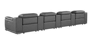 175 Inch Italian Leather Reclining Sofa with Usb Charging Hidden Storage and Wireless