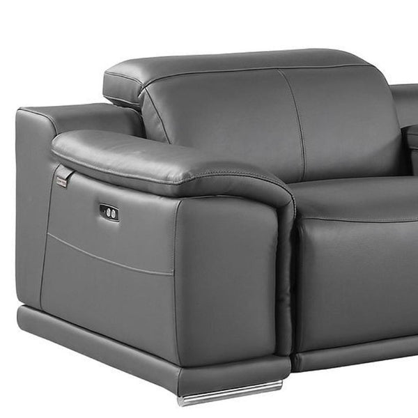 175 Inch Italian Leather Reclining Sofa with Usb Charging Hidden Storage and Wireless
