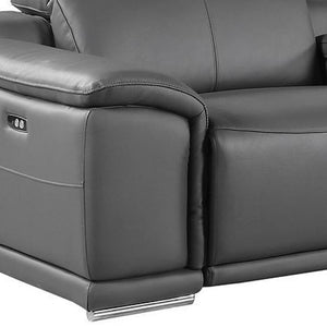 175 Inch Italian Leather Reclining Sofa with Usb Charging Hidden Storage and Wireless