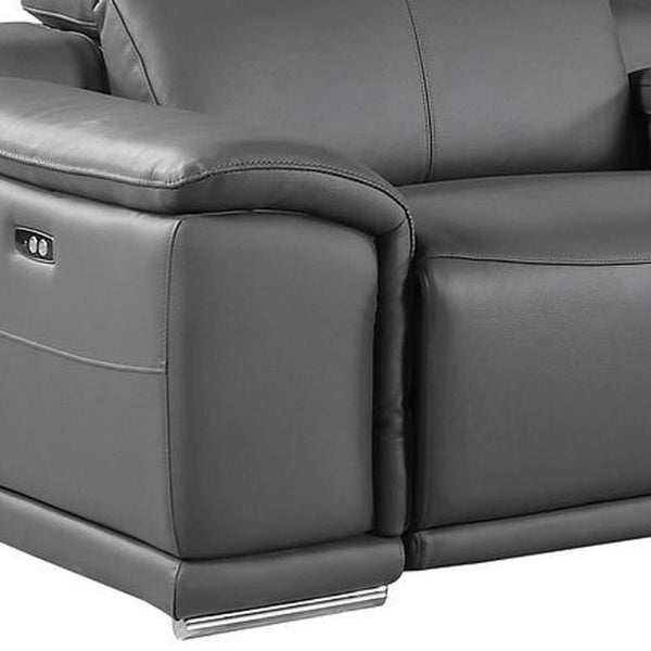 175 Inch Italian Leather Reclining Sofa with Usb Charging Hidden Storage and Wireless