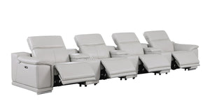 175 Inch Italian Leather Power Reclining Sofa with Usb Ports for Living Room