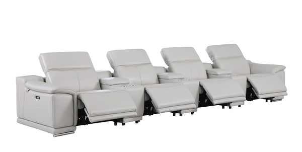 175 Inch Italian Leather Power Reclining Sofa with Usb Ports for Living Room