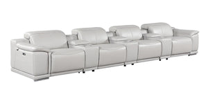 HomeRoots 175 Inch Italian Leather Power Reclining Sofa with Usb Ports for Living Room 720415