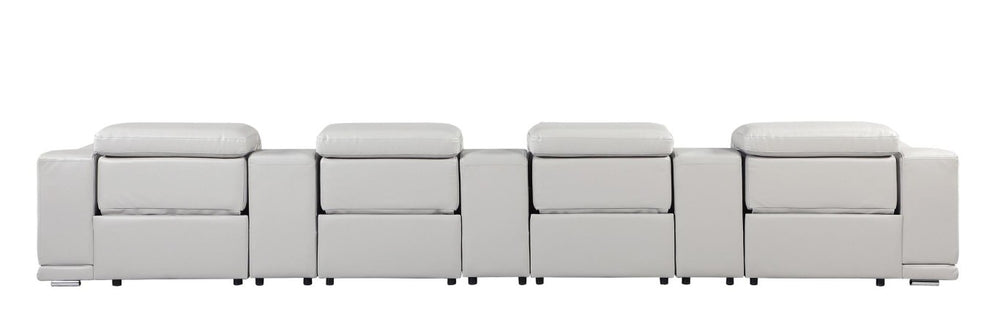 HomeRoots 175 Inch Italian Leather Power Reclining Sofa with Usb Ports for Living Room 720415