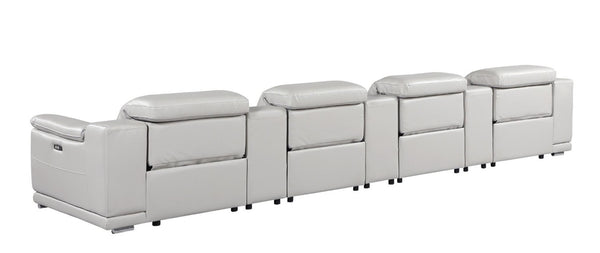 175 Inch Italian Leather Power Reclining Sofa with Usb Ports for Living Room