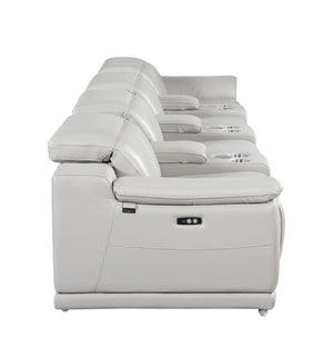 175 Inch Italian Leather Power Reclining Sofa with Usb Ports for Living Room