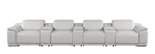 175 Inch Italian Leather Power Reclining Sofa with Usb Ports for Living Room