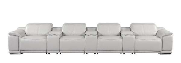175 Inch Italian Leather Power Reclining Sofa with Usb Ports for Living Room