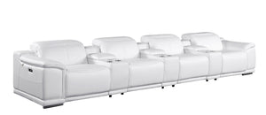 HomeRoots 107 Inch Italian Leather Power Reclining Sofa with Usb Charging and Hidden Storage 720416